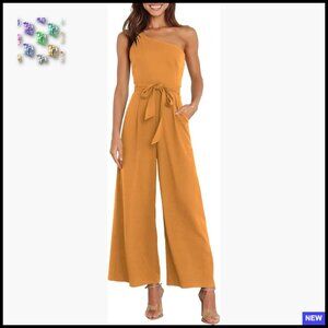 One Shoulder Sleeveless Jumpsuit Wide Leg Romper Casual Party Wedding Beach